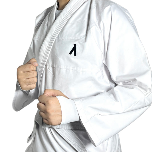 White Karate Canvas Gi Uniform - Martial Arts Training Suit with White Belt