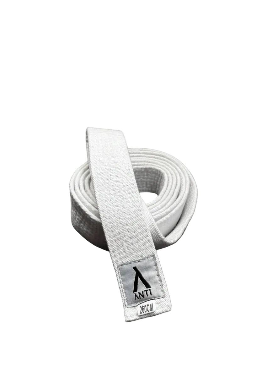 White belt with a brand label