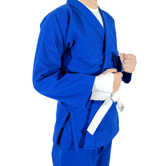 Professional Blue Eco BJJ Gi Uniform - 350 GSM Lightweight Jiu Jitsu Training Suit with White Belt