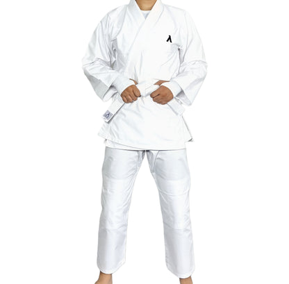 White Karate Canvas Gi Uniform - Martial Arts Training Suit with White Belt