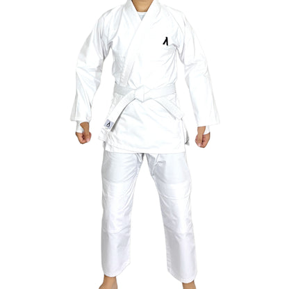 White Karate Canvas Gi Uniform - Martial Arts Training Suit with White Belt