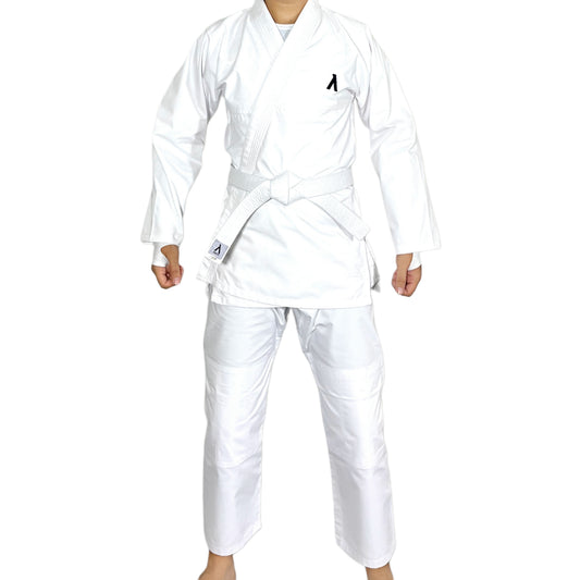 White Karate Canvas Gi Uniform - Martial Arts Training Suit with White Belt