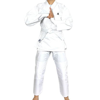 White Karate Canvas Gi Uniform - Martial Arts Training Suit with White Belt