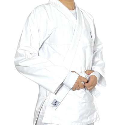 White Karate Canvas Gi Uniform - Martial Arts Training Suit with White Belt