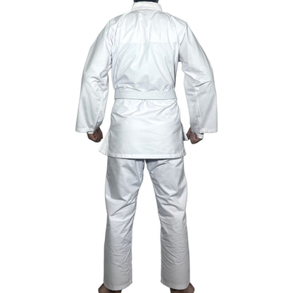 White Karate Canvas Gi Uniform - Martial Arts Training Suit with White Belt