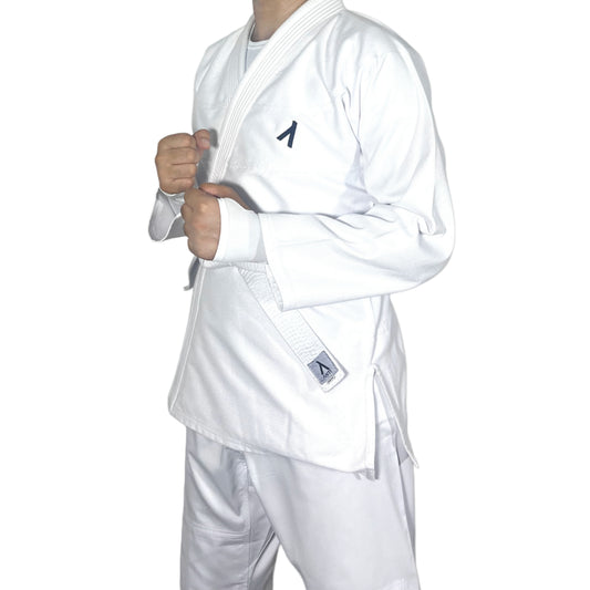 Professional White BJJ Gi Uniform - Lightweight Jiu Jitsu Training Suit with White Belt