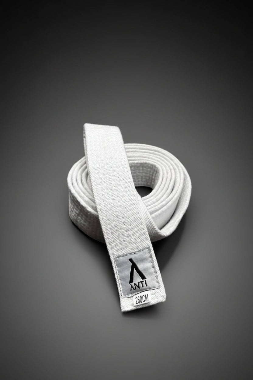 White belt with a brand label 