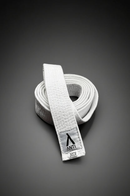 White belt with a brand label 